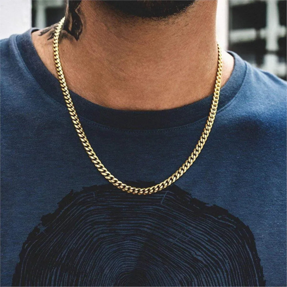 Width 5/7/9MM Hiphop Cuban Link Stainless Steel Chains Necklace for Men Basic Simple Rapper'S Choker Fashion Jewelry Accessories