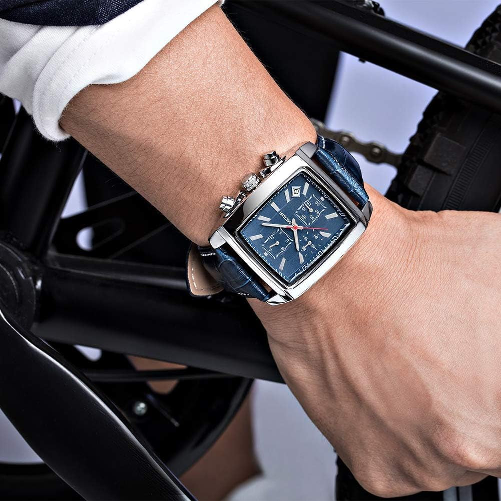 Business Analog Chronograph Stylish Leather Strap 