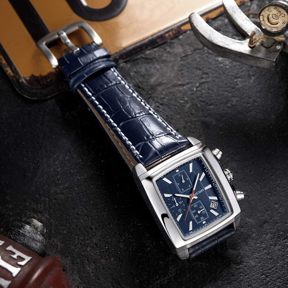 Business Analog Chronograph Stylish Leather Strap 