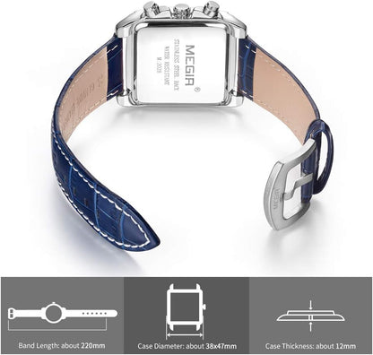 Business Analog Chronograph Stylish Leather Strap 