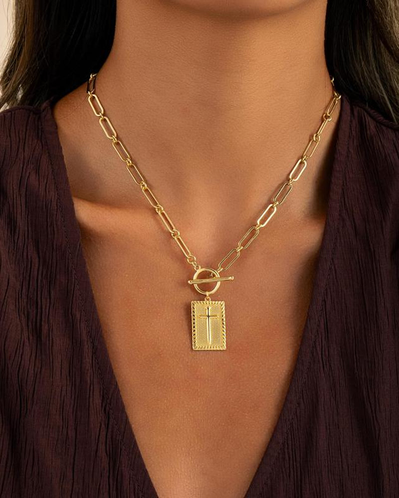 Tewiky Charm Outdoorfun Cross Choker Necklace for Women, Back Engraved with Jesus’ Blessing Message Thick Chunky Paperclip Chain Hip Hop Necklace Unisex Jewelry,Cuban Link Chain for Women Trendy Fashion Jewelry Gifts