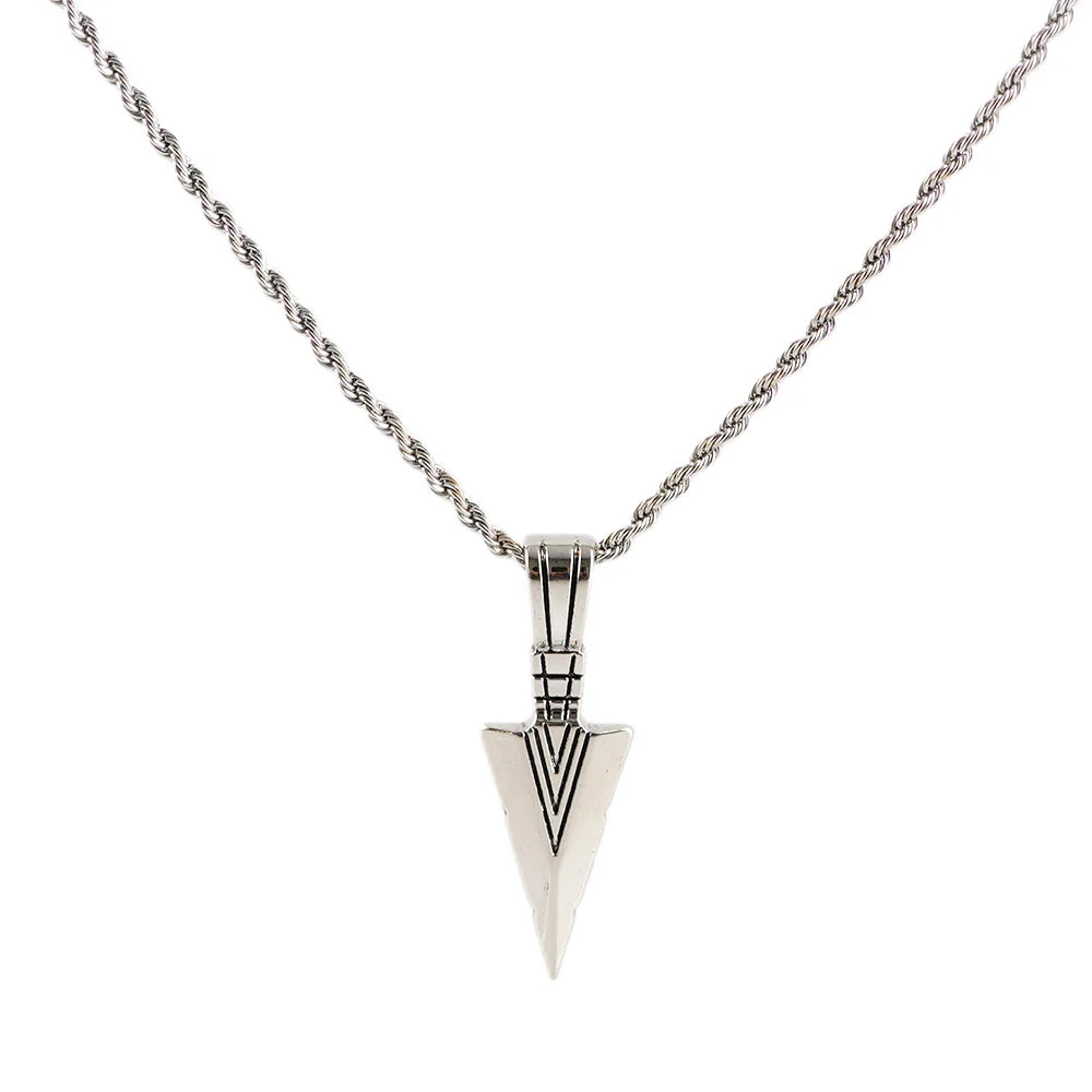 Men'S Design Matte Black Long Necklace with Arrow Pendant Jewelry Chain Punk Rock Christmas Halloween Neck Chain for Men Women