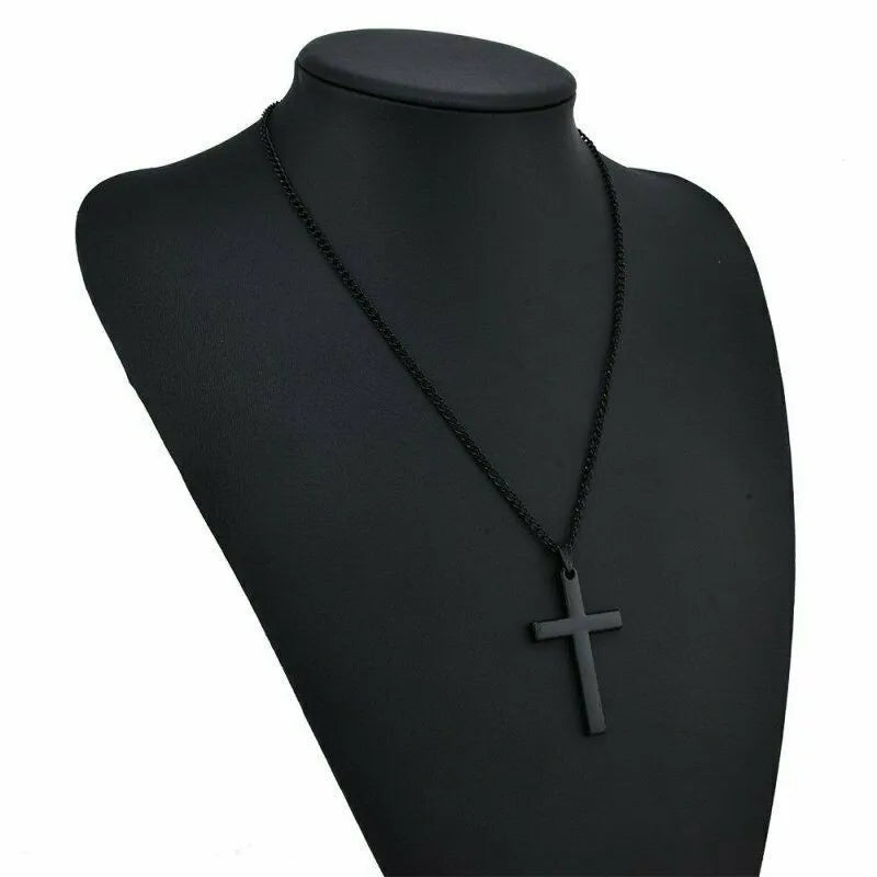 Fashion Stainless Steel Cross Pendant Necklace for Women Men Link Chain Charm Necklace Cool Boys Girls Punk Hip Hop Jewelry Gift