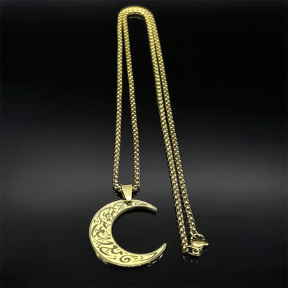 Crescent Moon  Necklace for Women  Steel Gold Color 