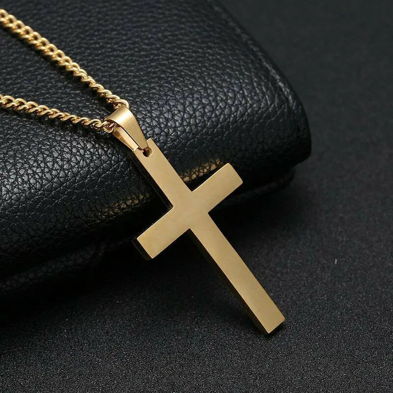 Fashion Stainless Steel Cross Pendant Necklace for Women Men Link Chain Charm Necklace Cool Boys Girls Punk Hip Hop Jewelry Gift