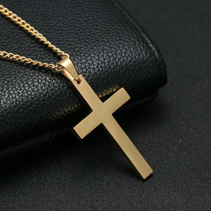 Fashion Stainless Steel Cross Pendant Necklace for Women Men Link Chain Charm Necklace Cool Boys Girls Punk Hip Hop Jewelry Gift