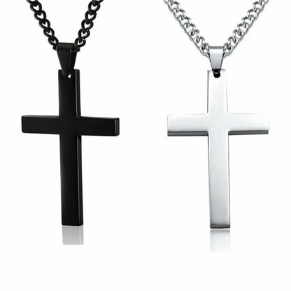 Fashion Stainless Steel Cross Pendant Necklace for Women Men Link Chain Charm Necklace Cool Boys Girls Punk Hip Hop Jewelry Gift