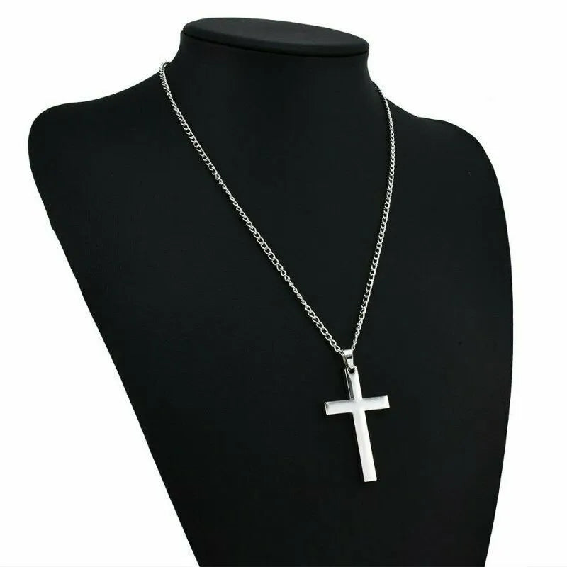 Fashion Stainless Steel Cross Pendant Necklace for Women Men Link Chain Charm Necklace Cool Boys Girls Punk Hip Hop Jewelry Gift
