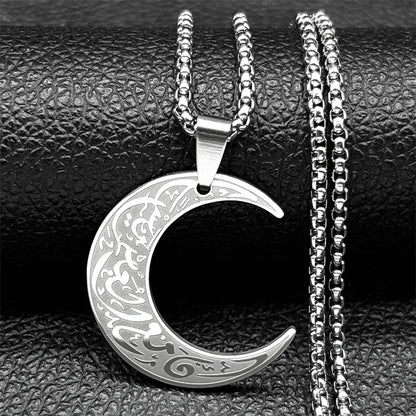 Crescent Moon  Necklace for Women  Steel Gold Color 