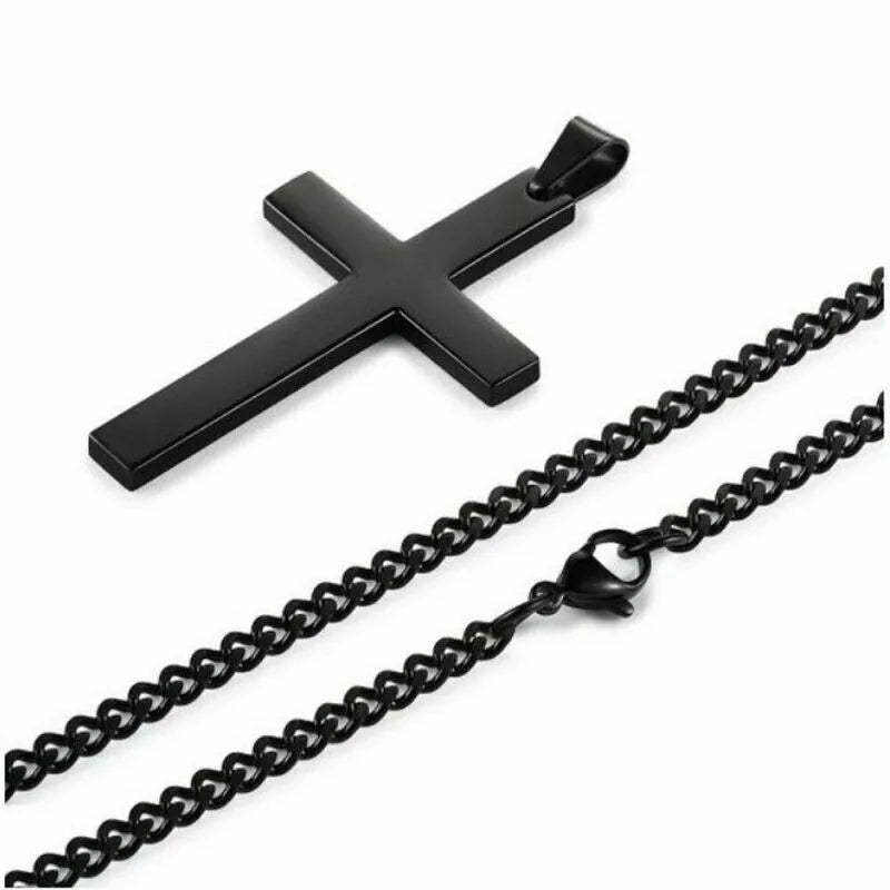 Fashion Stainless Steel Cross Pendant Necklace for Women Men Link Chain Charm Necklace Cool Boys Girls Punk Hip Hop Jewelry Gift