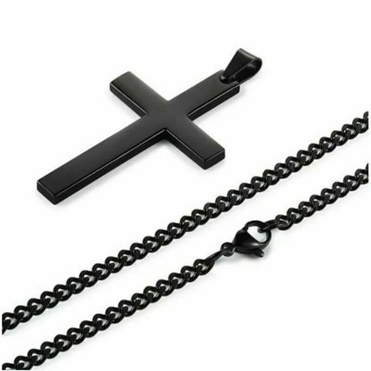 Fashion Stainless Steel Cross Pendant Necklace for Women Men Link Chain Charm Necklace Cool Boys Girls Punk Hip Hop Jewelry Gift