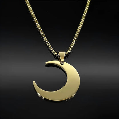 Crescent Moon  Necklace for Women  Steel Gold Color 