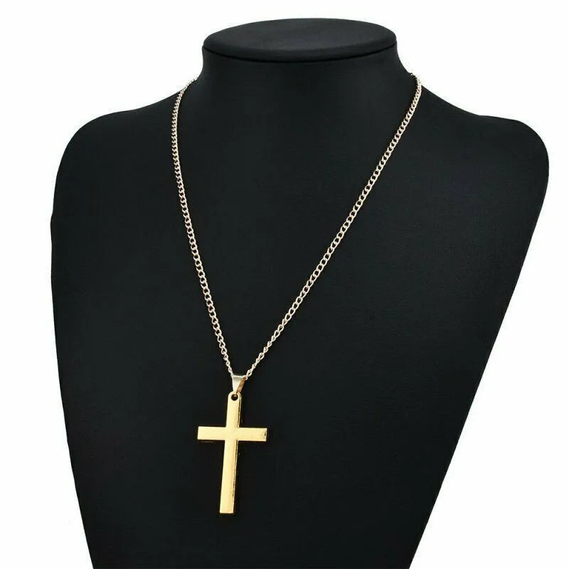 Fashion Stainless Steel Cross Pendant Necklace for Women Men Link Chain Charm Necklace Cool Boys Girls Punk Hip Hop Jewelry Gift
