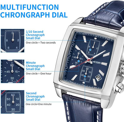 Business Analog Chronograph Stylish Leather Strap 